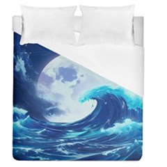 Ai Generated Waves Ocean Sea Tsunami Nautical Blue Duvet Cover (queen Size) by Ravend