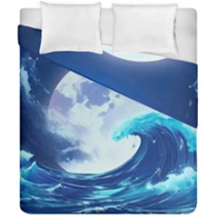 Ai Generated Waves Ocean Sea Tsunami Nautical Blue Duvet Cover Double Side (california King Size) by Ravend