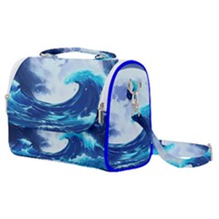 Ai Generated Waves Ocean Sea Tsunami Nautical Blue Satchel Shoulder Bag by Ravend