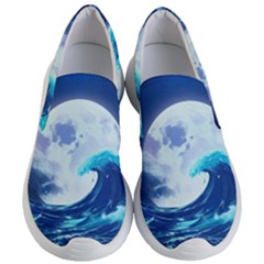 Ai Generated Waves Ocean Sea Tsunami Nautical Blue Women s Lightweight Slip Ons by Ravend