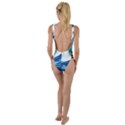 Ai Generated Waves Ocean Sea Tsunami Nautical Blue High Leg Strappy Swimsuit View2