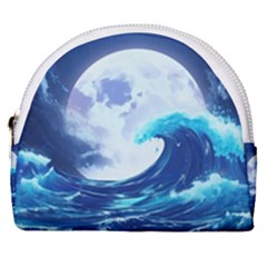 Ai Generated Waves Ocean Sea Tsunami Nautical Blue Horseshoe Style Canvas Pouch by Ravend