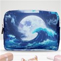 Ai Generated Waves Ocean Sea Tsunami Nautical Blue Make Up Pouch (Medium) View1