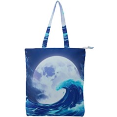 Ai Generated Waves Ocean Sea Tsunami Nautical Blue Double Zip Up Tote Bag by Ravend