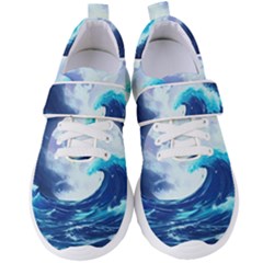 Ai Generated Waves Ocean Sea Tsunami Nautical Blue Women s Velcro Strap Shoes by Ravend