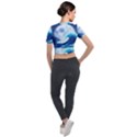 Ai Generated Waves Ocean Sea Tsunami Nautical Blue Short Sleeve Cropped Jacket View2