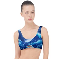 Ai Generated Waves Ocean Sea Tsunami Nautical Blue The Little Details Bikini Top by Ravend