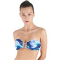 Ai Generated Waves Ocean Sea Tsunami Nautical Blue Twist Bandeau Bikini Top View1