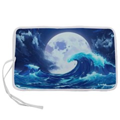 Ai Generated Waves Ocean Sea Tsunami Nautical Blue Pen Storage Case (l) by Ravend