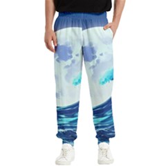 Ai Generated Waves Ocean Sea Tsunami Nautical Blue Men s Elastic Waist Pants by Ravend