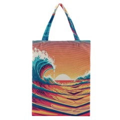 Ai Generated Waves Ocean Sea Tsunami Nautical Art Nature Classic Tote Bag by Ravend