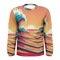 Ai Generated Waves Ocean Sea Tsunami Nautical Art Nature Men s Long Sleeve Tee by Ravend