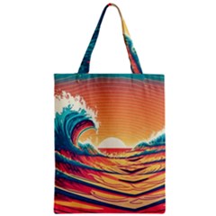 Ai Generated Waves Ocean Sea Tsunami Nautical Art Nature Zipper Classic Tote Bag by Ravend