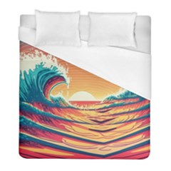 Ai Generated Waves Ocean Sea Tsunami Nautical Art Nature Duvet Cover (full/ Double Size) by Ravend