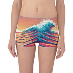 Ai Generated Waves Ocean Sea Tsunami Nautical Art Nature Reversible Boyleg Bikini Bottoms by Ravend