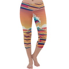 Ai Generated Waves Ocean Sea Tsunami Nautical Art Nature Capri Yoga Leggings by Ravend