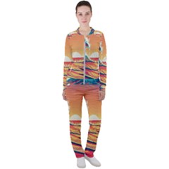 Ai Generated Waves Ocean Sea Tsunami Nautical Art Nature Casual Jacket And Pants Set by Ravend