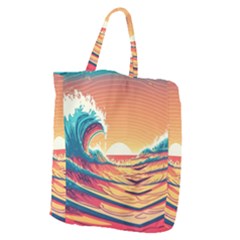 Ai Generated Waves Ocean Sea Tsunami Nautical Art Nature Giant Grocery Tote by Ravend