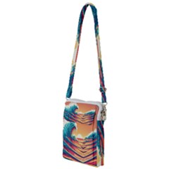 Ai Generated Waves Ocean Sea Tsunami Nautical Art Nature Multi Function Travel Bag by Ravend