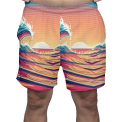 Ai Generated Waves Ocean Sea Tsunami Nautical Art Nature Men s Shorts by Ravend