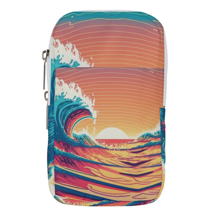 Ai Generated Waves Ocean Sea Tsunami Nautical Art Nature Waist Pouch (Small)