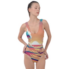 Ai Generated Waves Ocean Sea Tsunami Nautical Art Nature Side Cut Out Swimsuit by Ravend