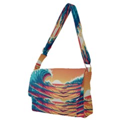 Ai Generated Waves Ocean Sea Tsunami Nautical Art Nature Full Print Messenger Bag (m) by Ravend