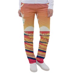 Ai Generated Waves Ocean Sea Tsunami Nautical Art Nature Women s Casual Pants by Ravend