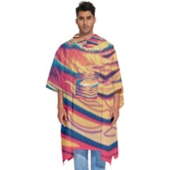 Ai Generated Waves Ocean Sea Tsunami Nautical Art Nature Men s Hooded Rain Ponchos by Ravend