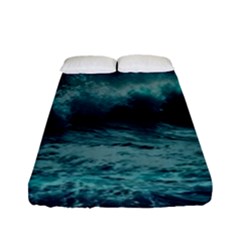 Ai Generated Waves Ocean Sea Tsunami Nautical Blue Sea Art Fitted Sheet (full/ Double Size) by Ravend