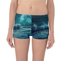 Ai Generated Waves Ocean Sea Tsunami Nautical Blue Sea Art Boyleg Bikini Bottoms by Ravend