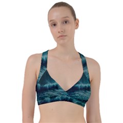 Ai Generated Waves Ocean Sea Tsunami Nautical Blue Sea Art Sweetheart Sports Bra by Ravend