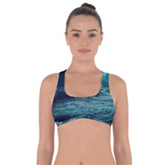 Ai Generated Waves Ocean Sea Tsunami Nautical Blue Sea Art Got No Strings Sports Bra by Ravend