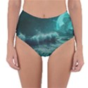 Ai Generated Waves Ocean Sea Tsunami Nautical Blue Sea Art Reversible High-Waist Bikini Bottoms View1