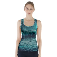 Ai Generated Waves Ocean Sea Tsunami Nautical Blue Sea Art Racer Back Sports Top by Ravend