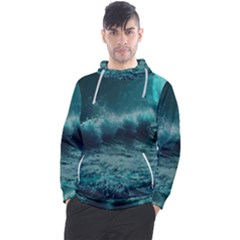 Ai Generated Waves Ocean Sea Tsunami Nautical Blue Sea Art Men s Pullover Hoodie by Ravend