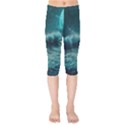 Ai Generated Waves Ocean Sea Tsunami Nautical Blue Sea Art Kids  Capri Leggings  View1