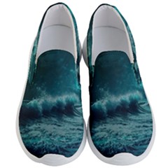 Ai Generated Waves Ocean Sea Tsunami Nautical Blue Sea Art Men s Lightweight Slip Ons by Ravend