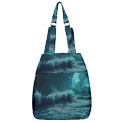 Ai Generated Waves Ocean Sea Tsunami Nautical Blue Sea Art Center Zip Backpack by Ravend