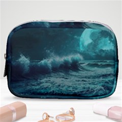 Ai Generated Waves Ocean Sea Tsunami Nautical Blue Sea Art Make Up Pouch (small) by Ravend