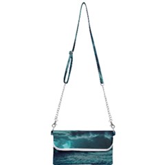 Ai Generated Waves Ocean Sea Tsunami Nautical Blue Sea Art Mini Crossbody Handbag by Ravend