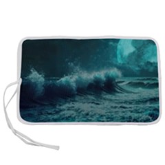 Ai Generated Waves Ocean Sea Tsunami Nautical Blue Sea Art Pen Storage Case (m) by Ravend