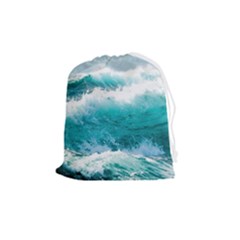 Ai Generated Waves Ocean Sea Tsunami Nautical Blue Sea Drawstring Pouch (medium) by Ravend