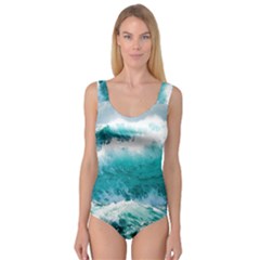 Ai Generated Waves Ocean Sea Tsunami Nautical Blue Sea Princess Tank Leotard  by Ravend