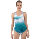 Ai Generated Waves Ocean Sea Tsunami Nautical Blue Sea Cut-Out Back One Piece Swimsuit View1