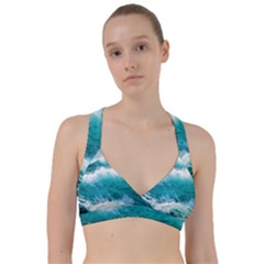 Ai Generated Waves Ocean Sea Tsunami Nautical Blue Sea Sweetheart Sports Bra by Ravend