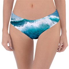 Ai Generated Waves Ocean Sea Tsunami Nautical Blue Sea Reversible Classic Bikini Bottoms by Ravend