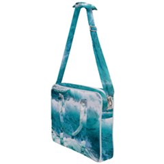 Ai Generated Waves Ocean Sea Tsunami Nautical Blue Sea Cross Body Office Bag by Ravend