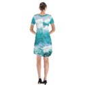 Ai Generated Waves Ocean Sea Tsunami Nautical Blue Sea Short Sleeve V-neck Flare Dress View2