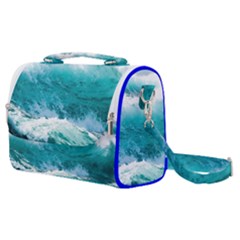 Ai Generated Waves Ocean Sea Tsunami Nautical Blue Sea Satchel Shoulder Bag by Ravend